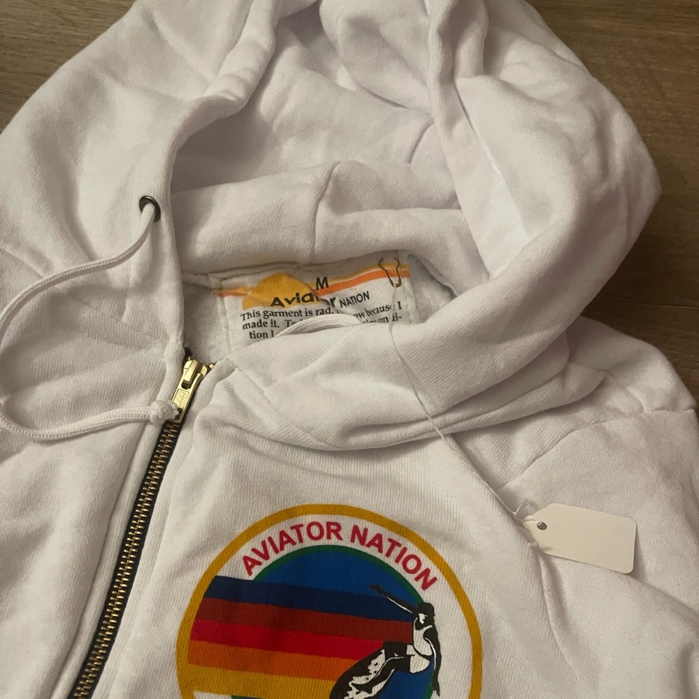 Nwt aviator nation white rainbow hoodie